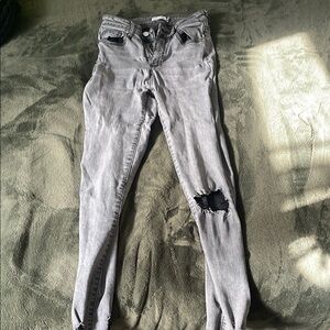 Gray Distressed Skinny Jeans